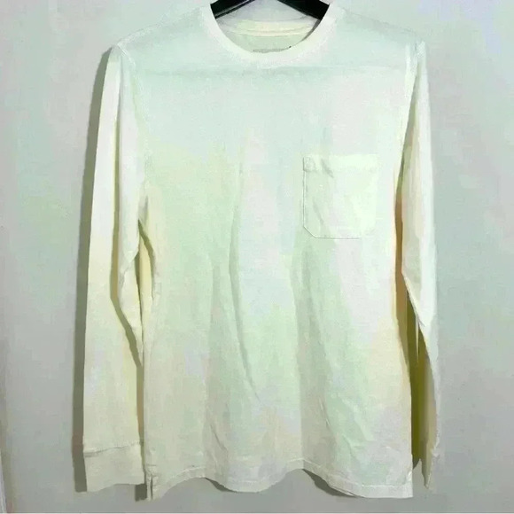 Long Sleeve Pocket Tee White Soft Everyday Casual Top Size M - Picture 1 of 6